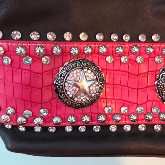 Ladies purse & matching wallet in brown & pink - Picture 3 of 8